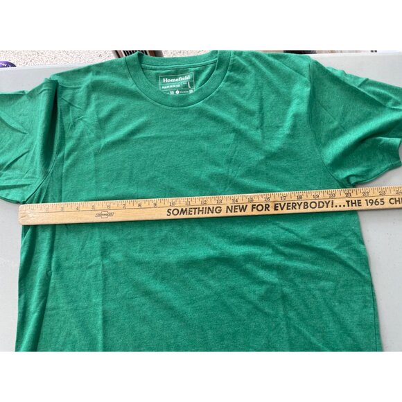 Homefield Crewneck Short Sleeve T Shirt Mens L Green Cotton Poly Plain Basic Tee - Picture 5 of 6